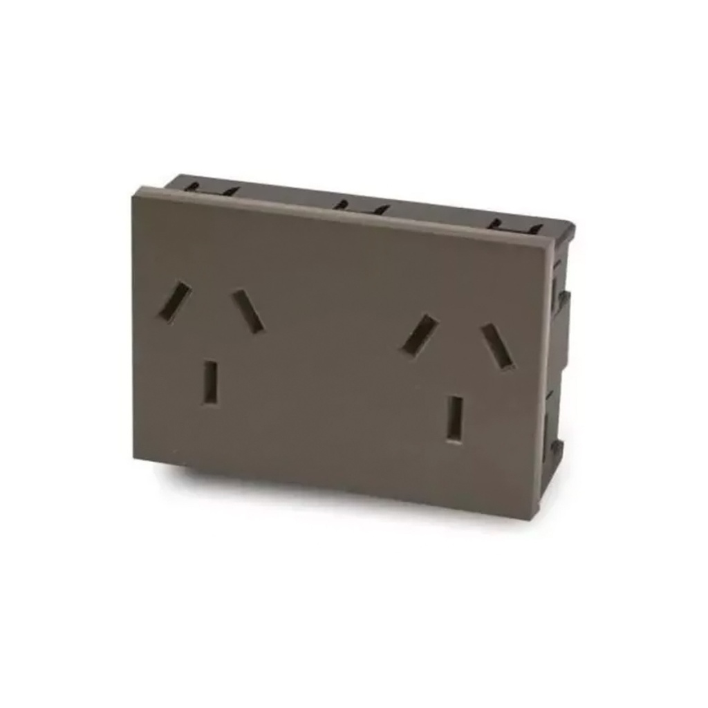TOMA DOBLE BIPOLAR EASYFIT C/TIERRA 10A GRIS - CAMBRE