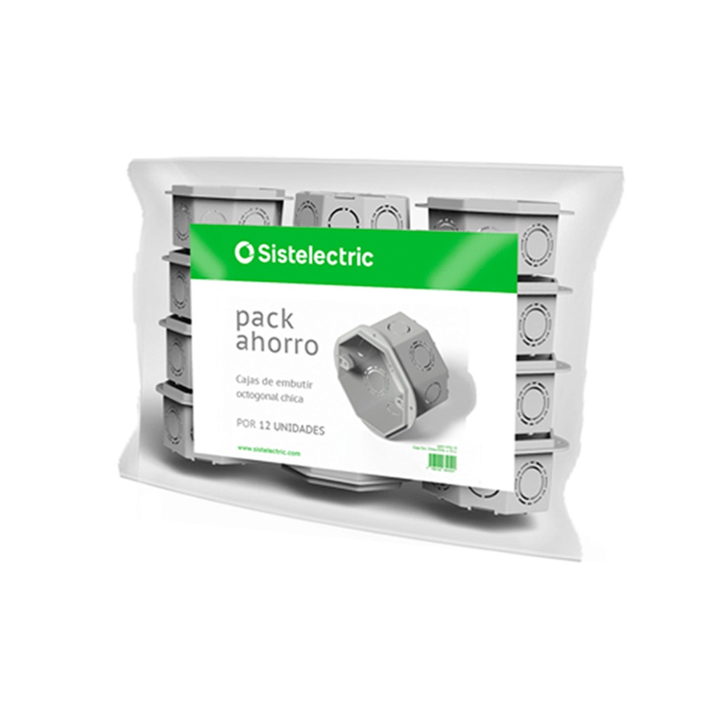 CAJA EMBUTIR OCTOGONAL CHICA CON OREJA PLASTICA PACK AHORRO X12 - GENROD