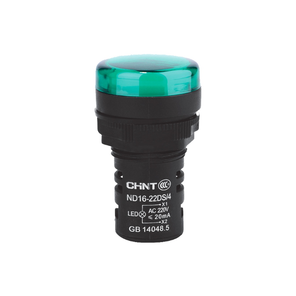 OJO DE BUEY 22 MM COLOR VERDE LED RES 24V CORTO - CHINT