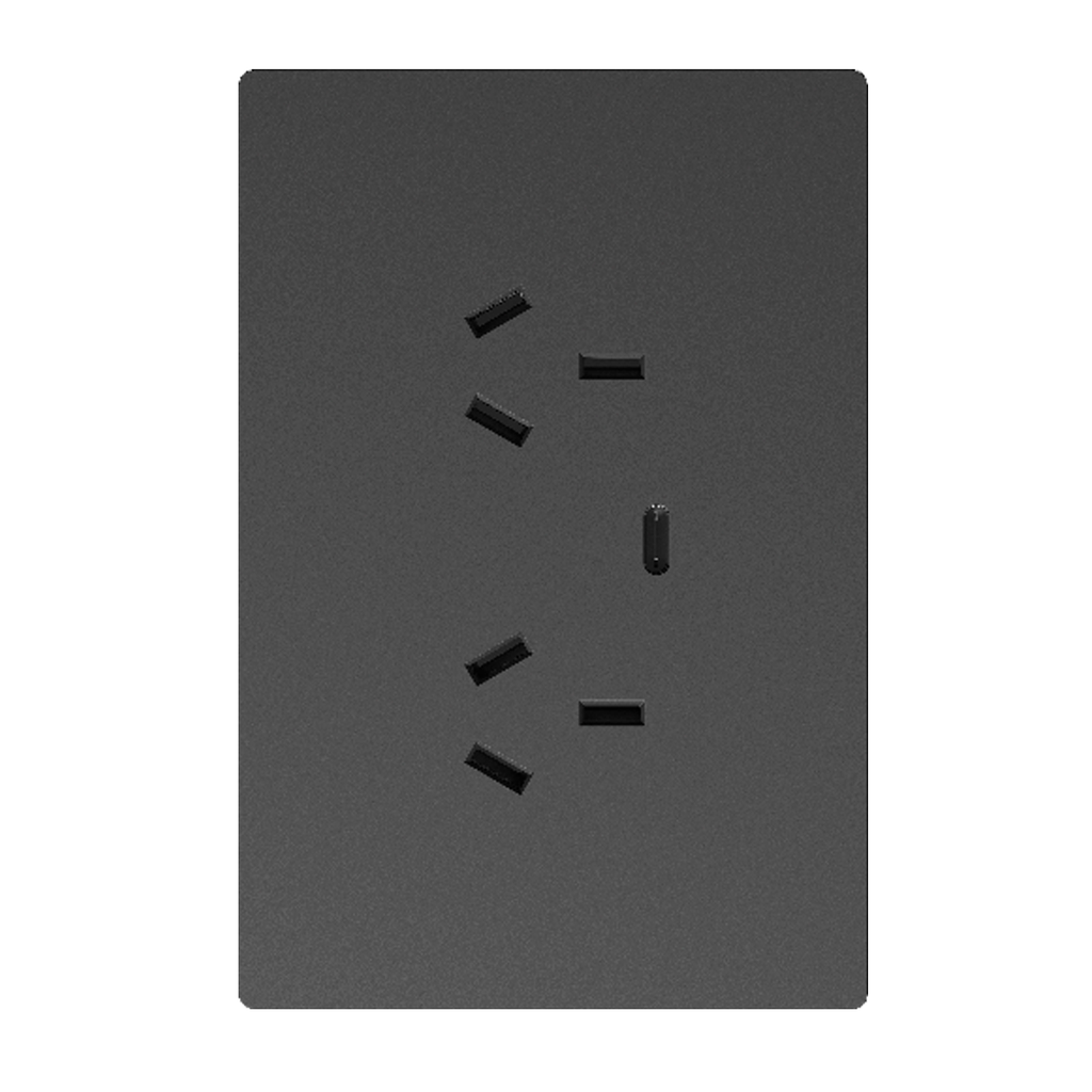 LLAVE DE LUZ ARMADA TOMADOBLE CON USB C GRIS MILAN BASTIDOR METALICO - MACROLED