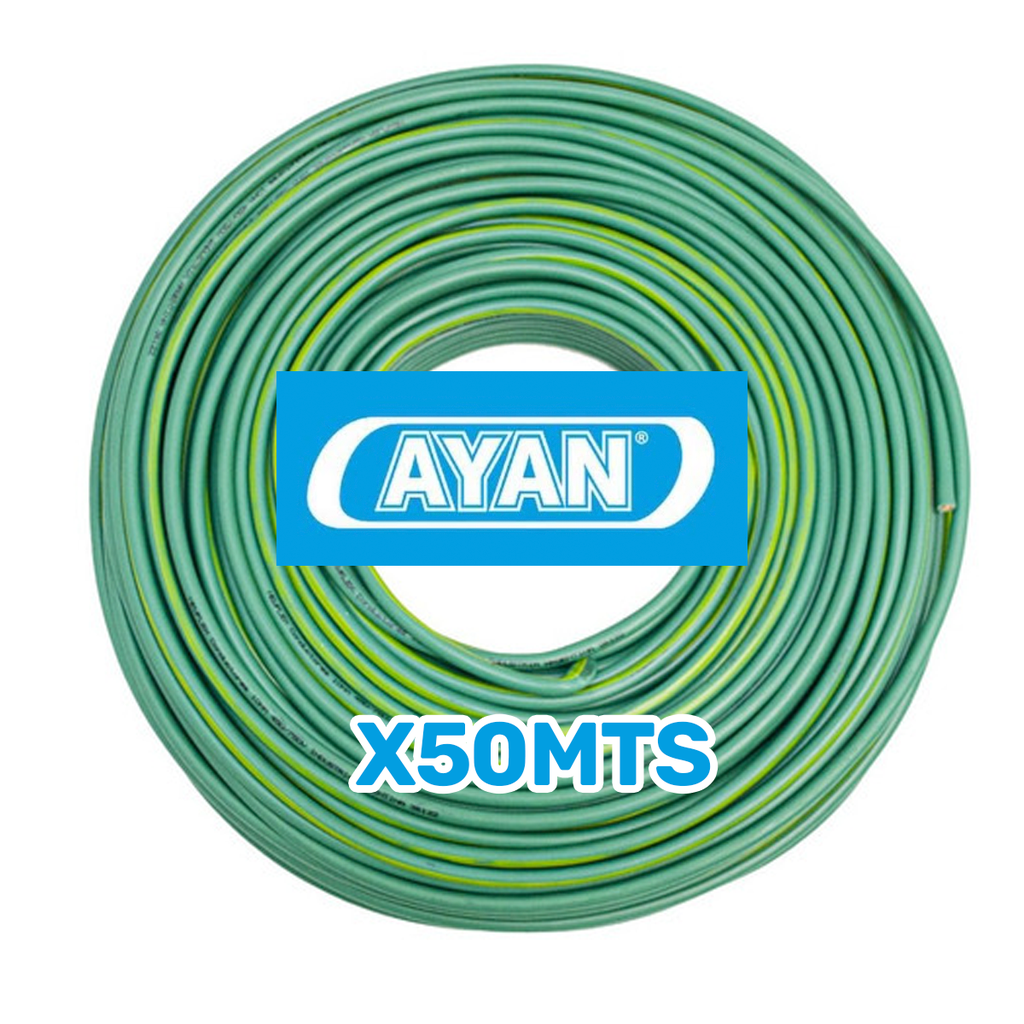 CABLE UNIPOLAR 1.00MM VERDE AMARILLO (X 50MTS) - AYAN CABLES