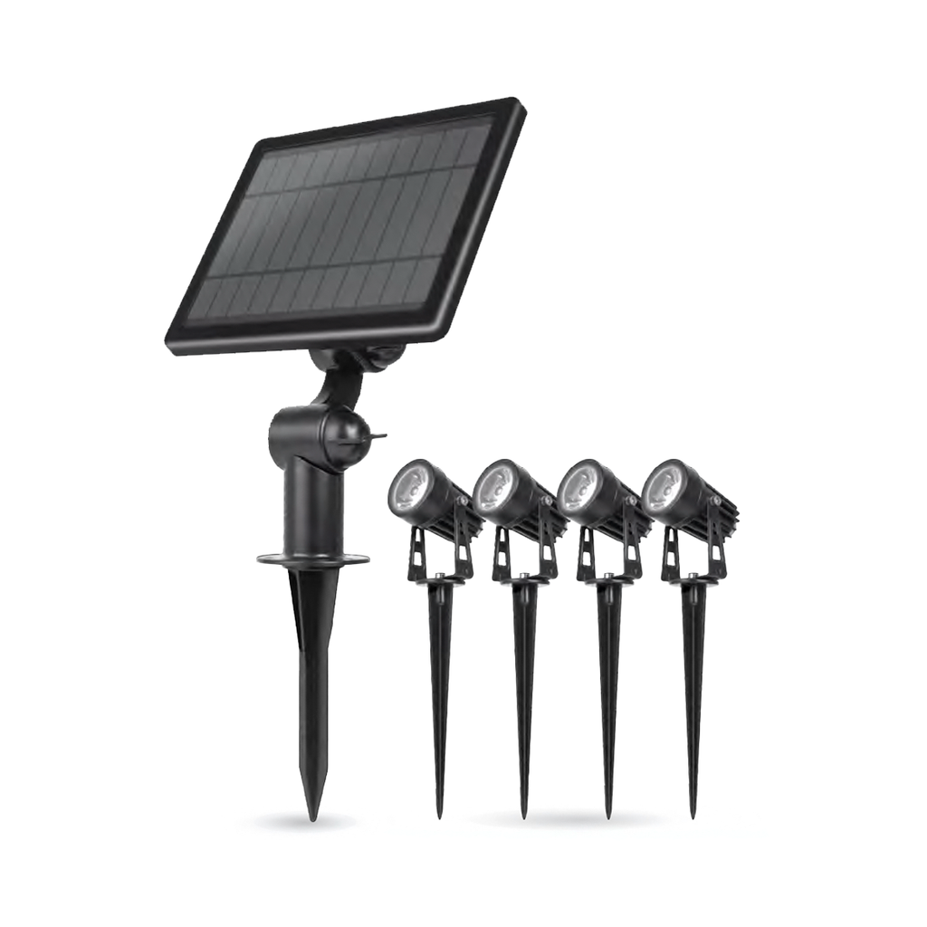 ESTACA LED SOLAR 1 PANEL 4 ESTACAS 4W IP65 3000K LUZ CALIDA - MACROLED