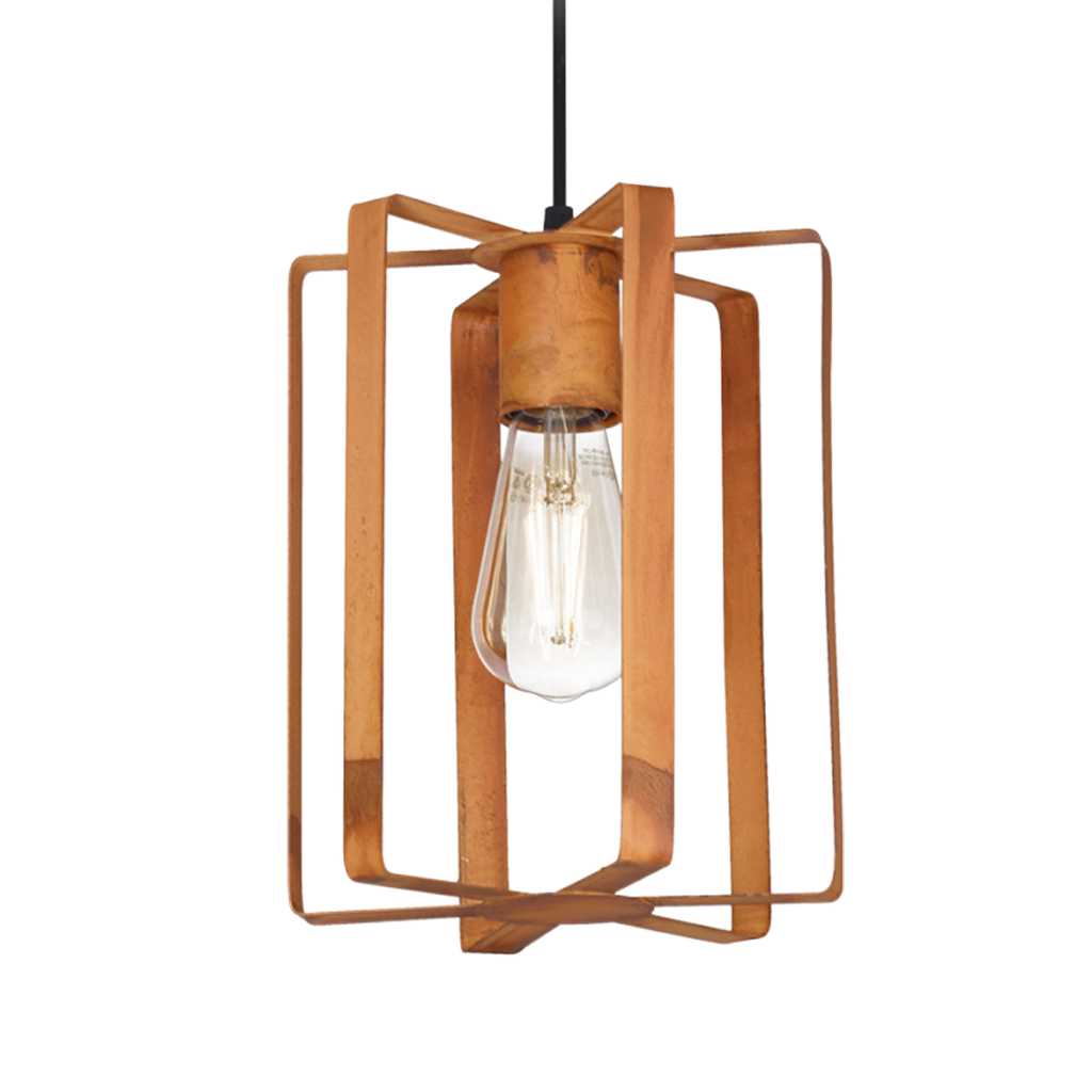 COLGANTE CILINDRO DE FLEJES ESQUEL MINI 1 LUZ E27 20,5X25CM OXIDO - SAN JUSTO