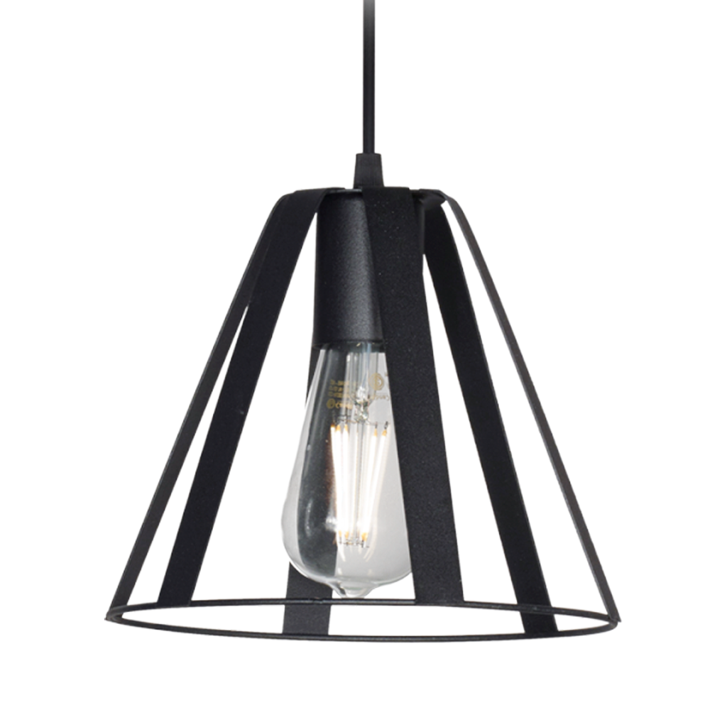 COLGANTE CONICO DE FLEJES ESQUEL MINI 1 LUZ E27 20,5X18CM NEGRO - SAN JUSTO