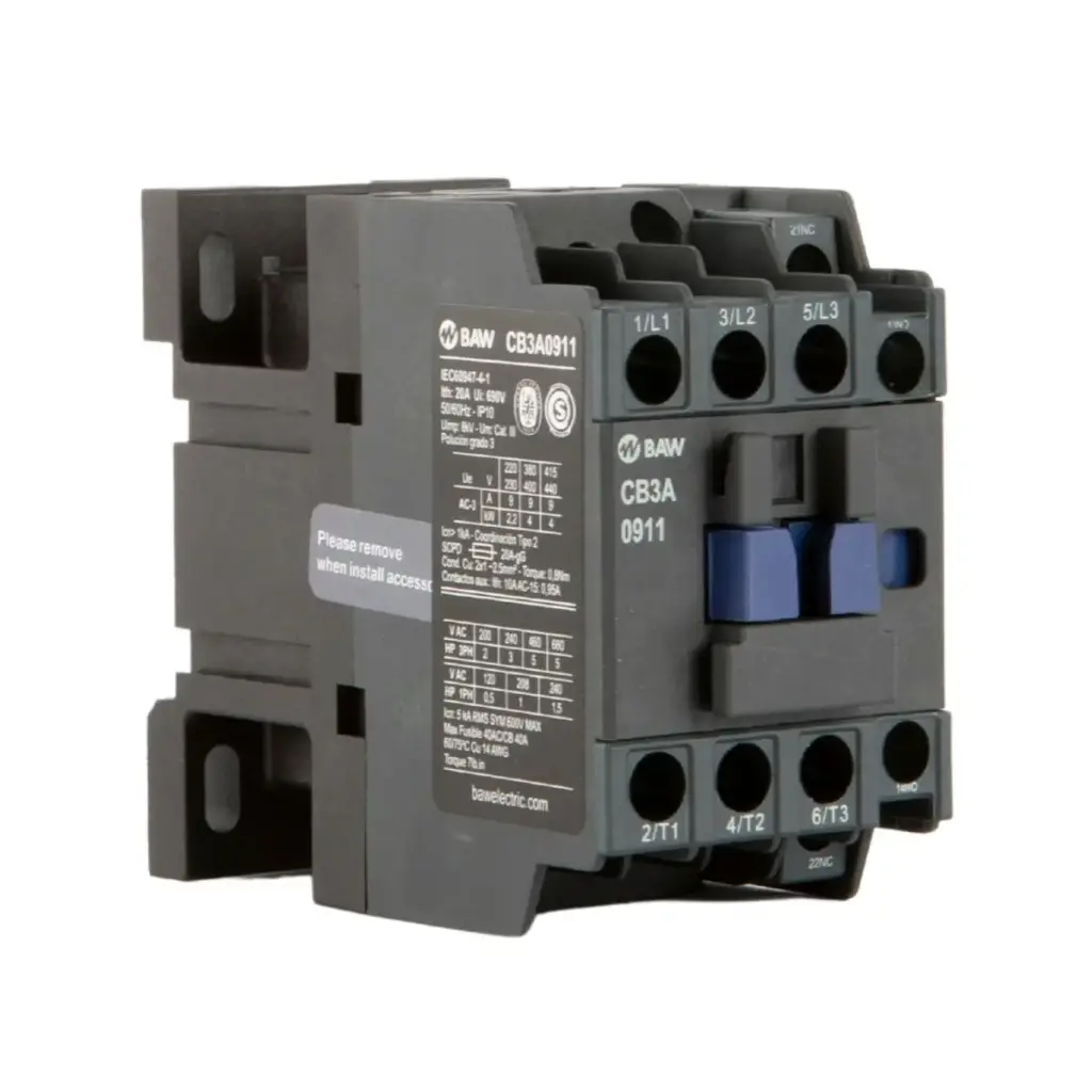 CONTACTOR 3P 4KW 9A 1NA+1NC 220VCA - BAW