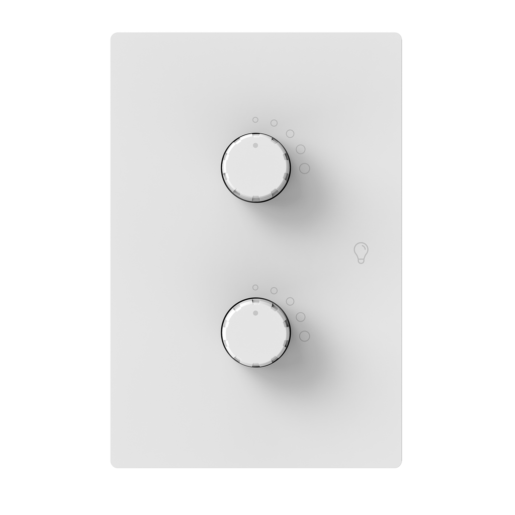 LLAVE DE LUZ ARMADA DIMMER LED DOBLE BLANCO MILAN BASTIDOR METALICO - MACROLED