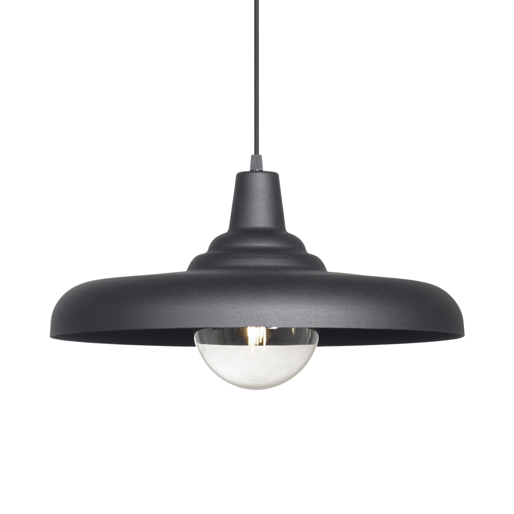COLGANTE CHAPA CARRARA 1 LUZ E27 40X16CM NEGRO - FERROLUX