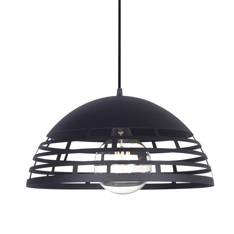 COLGANTE CHAPA PARLA 42X23CM E27 NEGRO TEXTURADO - FERROLUX