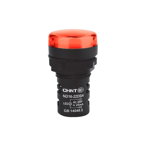 [ND16-22DS/4-230V-RED] OJO DE BUEY 22 MM COLOR ROJO LED CAP 230V CORTO - CHINT