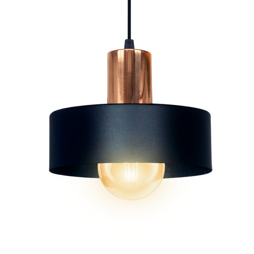 [SJ/3001-52] COLGANTE CHAPA 1 LUZ PANTALLA Ø20CM COMB. NEGRO COBRE  - SAN JUSTO
