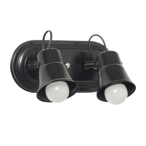 [SO-220NEG] SPOT PARED 2 LUCES OVALADO CON CAPUCHON DE CHAPA CURVO NEGRO - FERROLUX