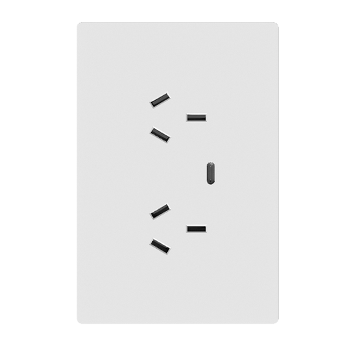 [MILAN-2TC-1USB-C-B] LLAVE DE LUZ ARMADA TOMADOBLE CON USB C BLANCO MILAN BASTIDOR METALICO - MACROLED