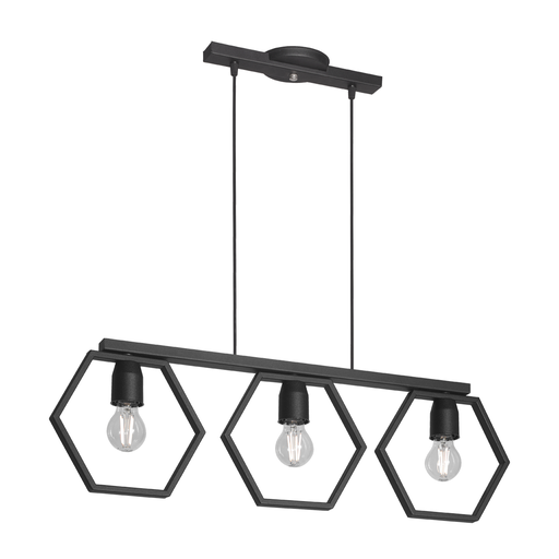 [C-312N/T] COLGANTE TARENTO 3 LUCES E27 78,8X23CM NEGRO - FERROLUX