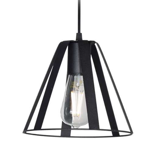 [SJ/CF3001-02] COLGANTE CONICO DE FLEJES ESQUEL MINI 1 LUZ E27 20,5X18CM NEGRO - SAN JUSTO