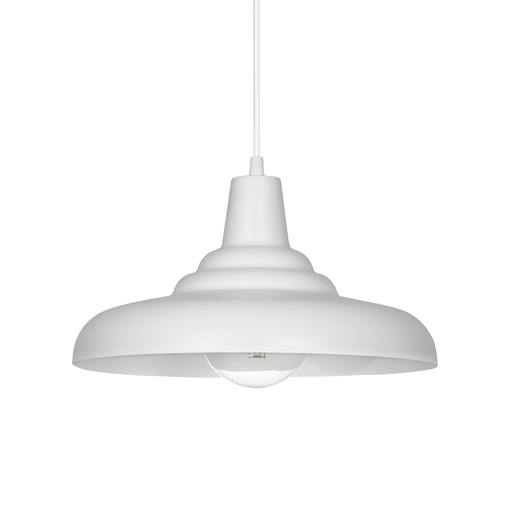 [C-161/30/BT] COLGANTE CHAPA CARRARA 1 LUZ E27 30X16CM BLANCO - FERROLUX